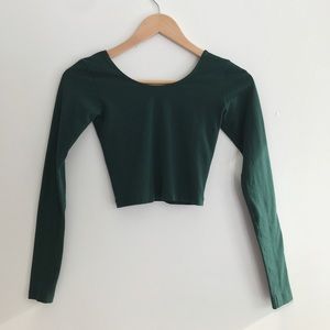 American Apparel Green Long Sleeve Crop Top